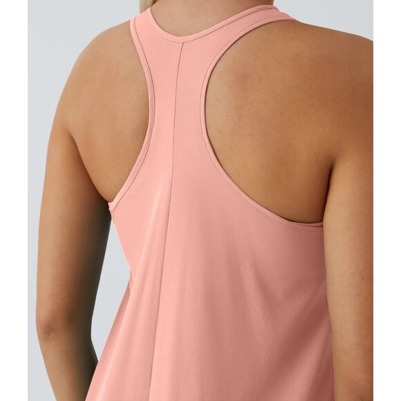 Halara Breezeful Racerback Side Pocket High Low Flowy Midi Quick Dry Dress L - Picture 2 of 9